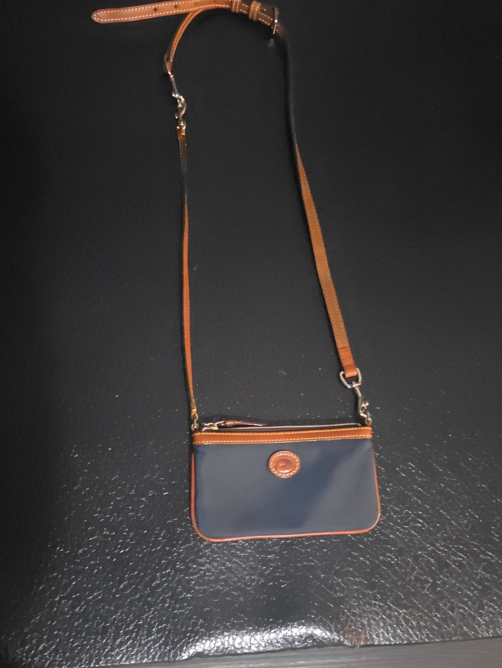 Dooney & Bourke Navy and Brown Leather Crossbody